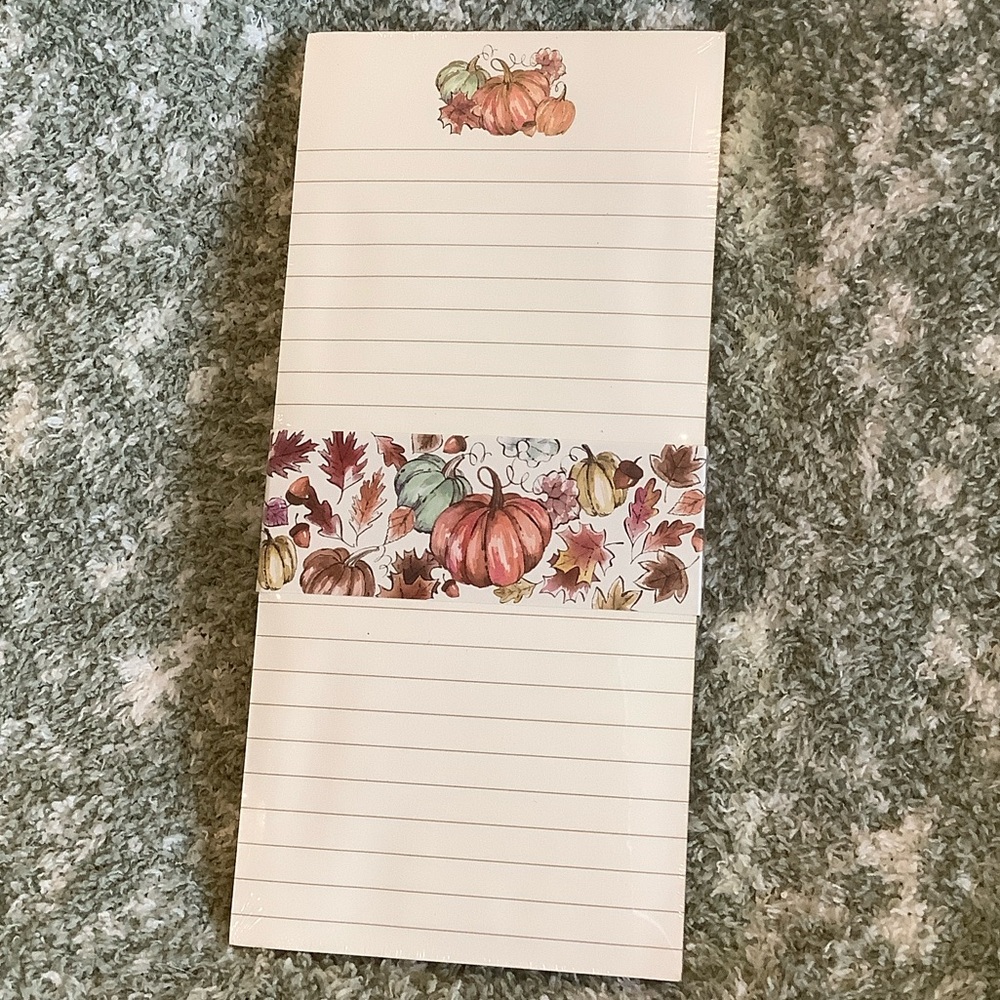 Autumn Fall Pumpkin Themed Grocery Lined Notepad by Punch Studio NWT 100 sheets